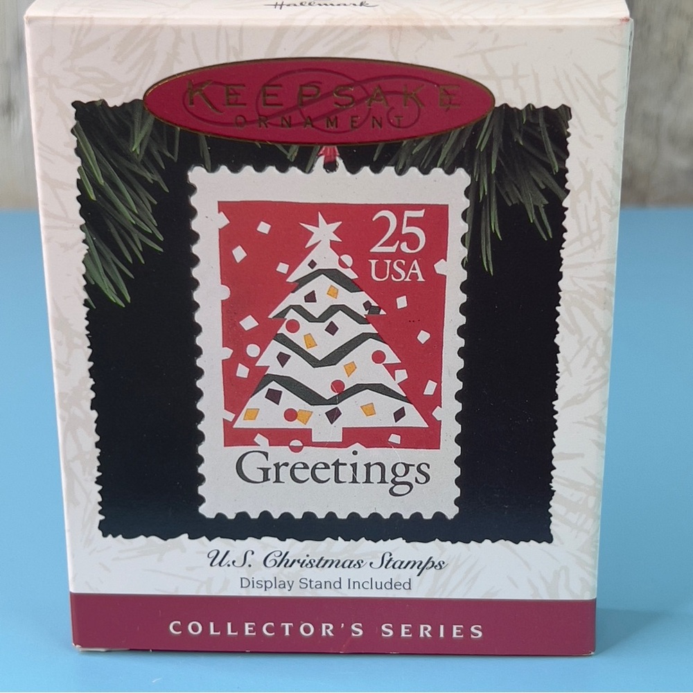 Hallmark Keepsake Ornament U.S. Christmas Stamps Display Stand Included